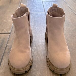 Wonder Nation pink suede booties, girls size 13